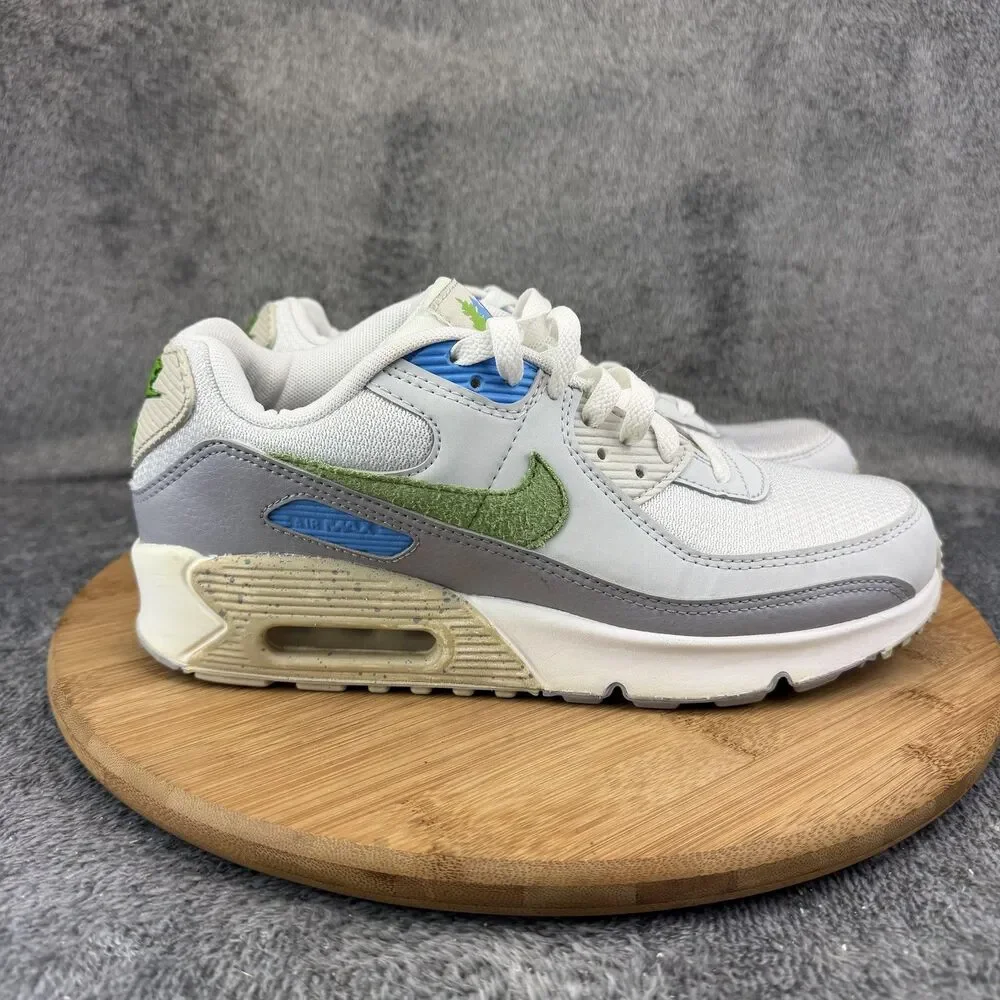 Nike Air Max 90 Shoes Boys Size 7Y White Gray Green Running Sneakers DV3483-100